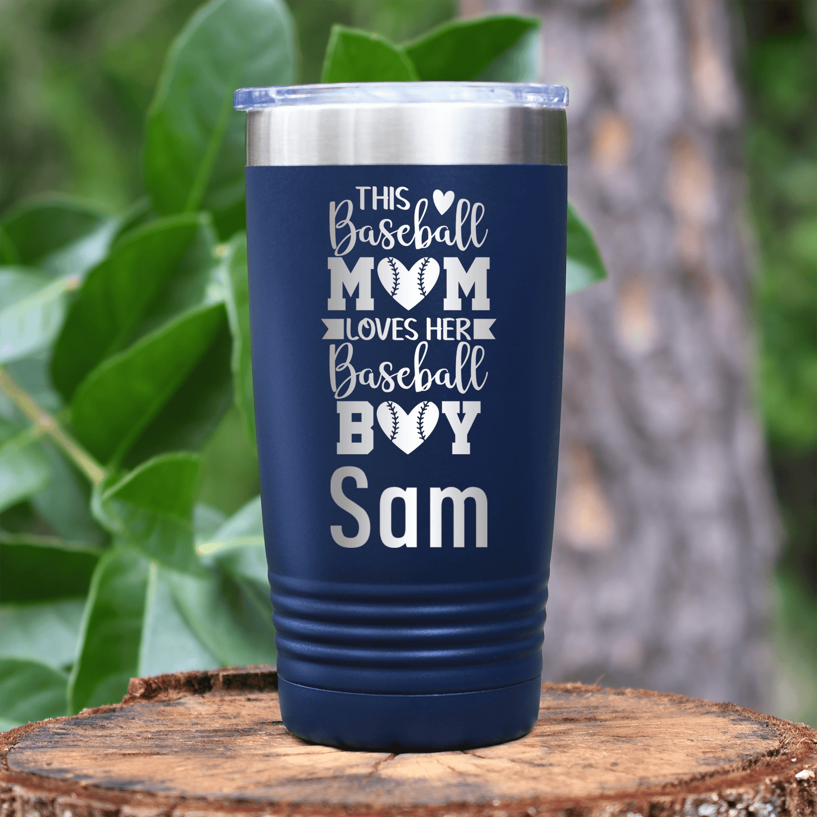 Navy Baseball Mom Tumbler With This Baseball Mom Loves Her Son Design
