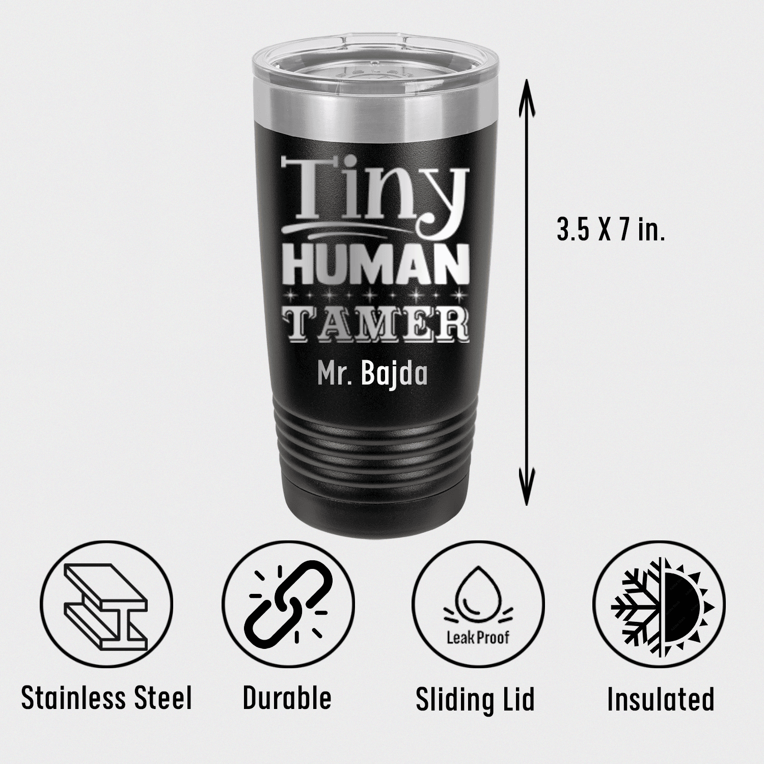 Personalized Tiny Human Tamer Tumbler for her, Customized Gifts for Women by Groovy Girl Gifts