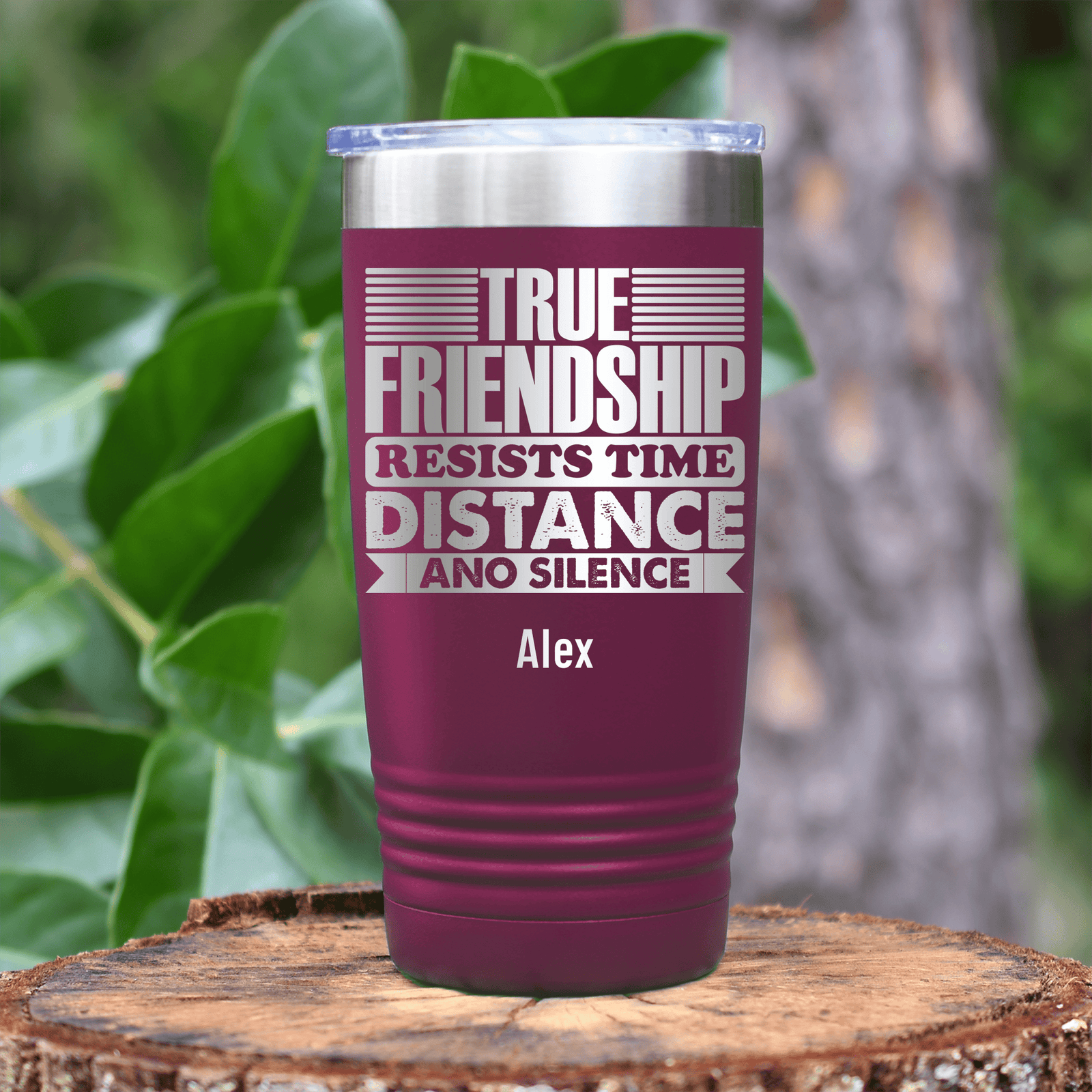 Maroon Best Friend Tumbler With True Friendship Resists Time Design