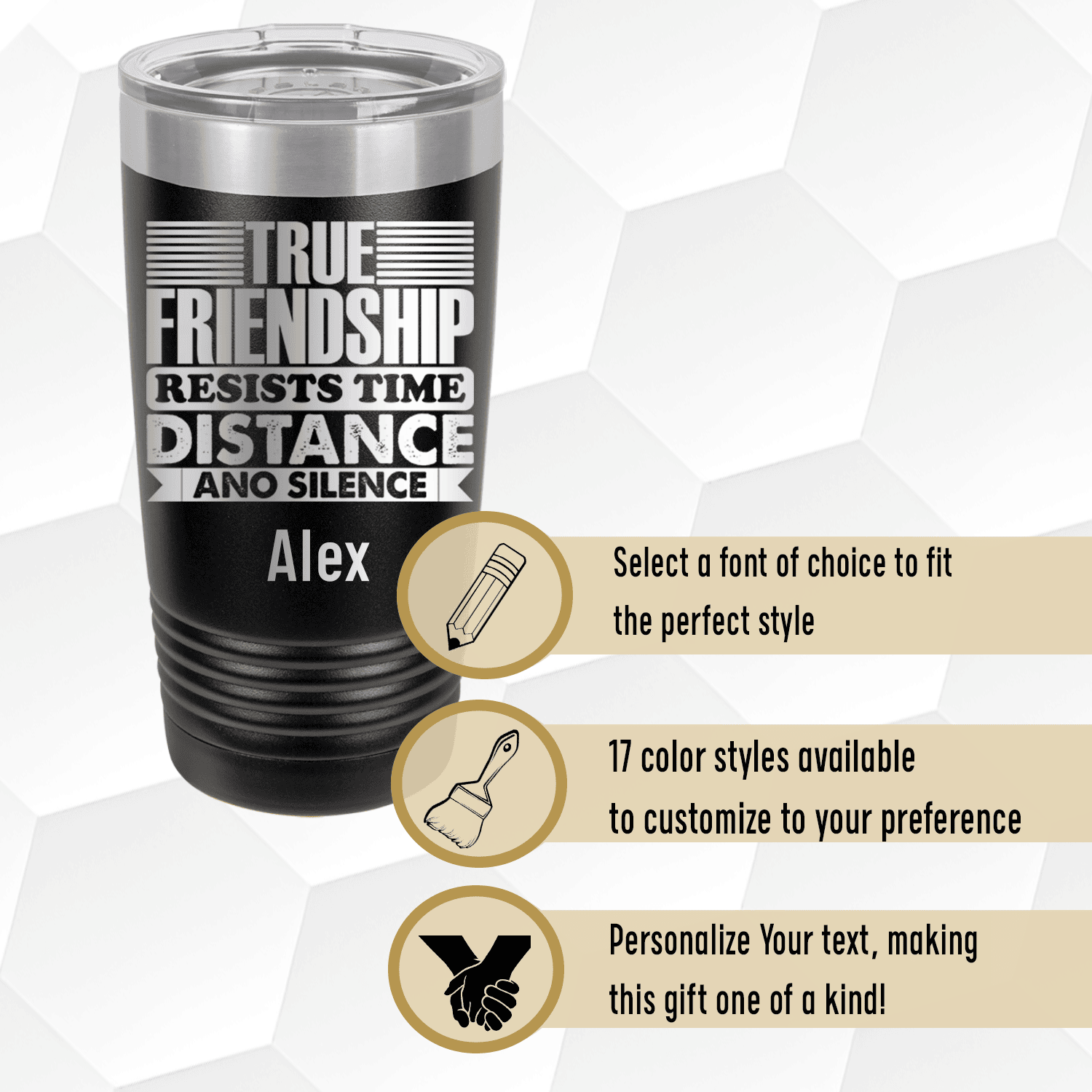 Personalized True Friendship Resists Time Tumbler for her, Customized Gifts for Women by Groovy Girl Gifts