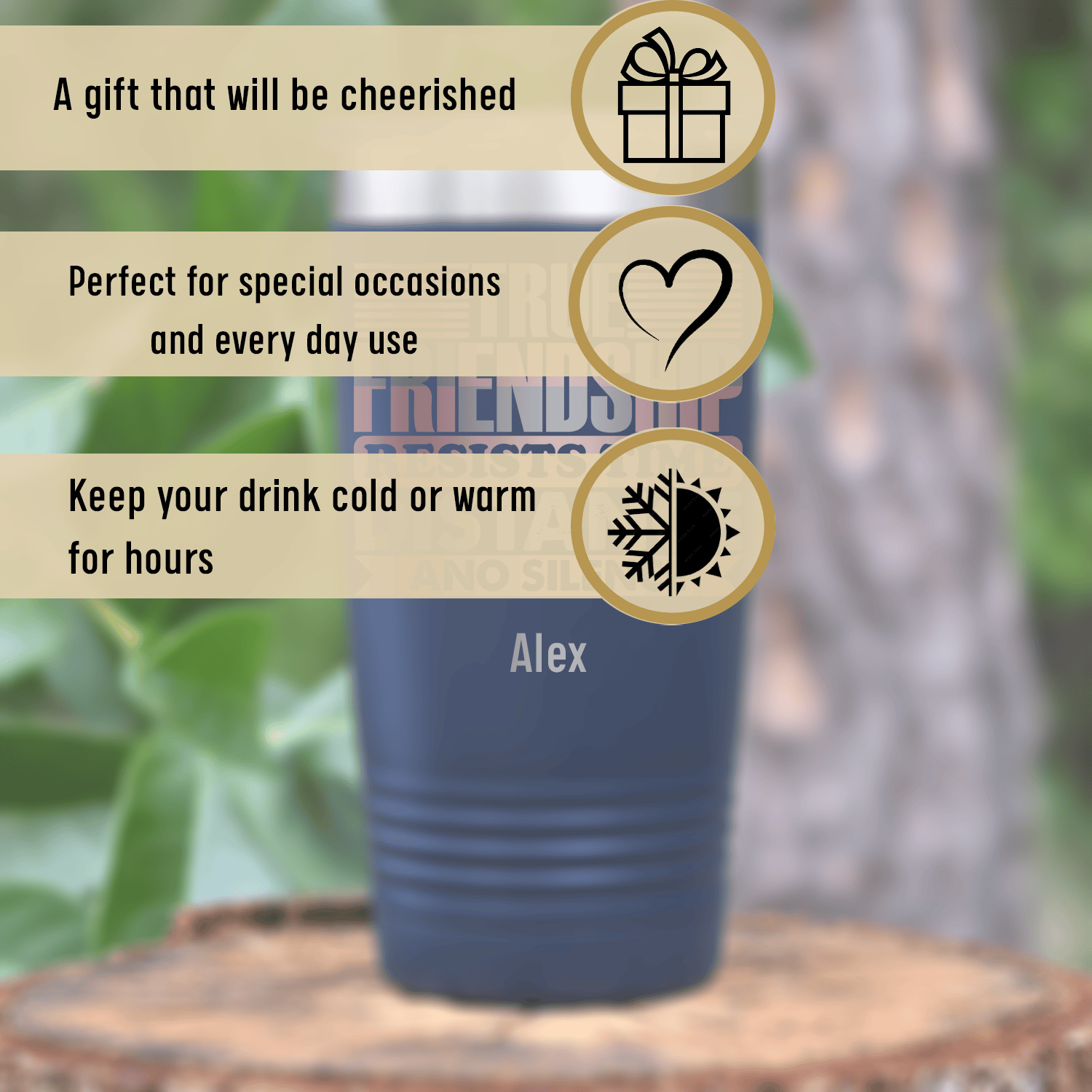 Personalized True Friendship Resists Time Tumbler for her, Customized Gifts for Women by Groovy Girl Gifts