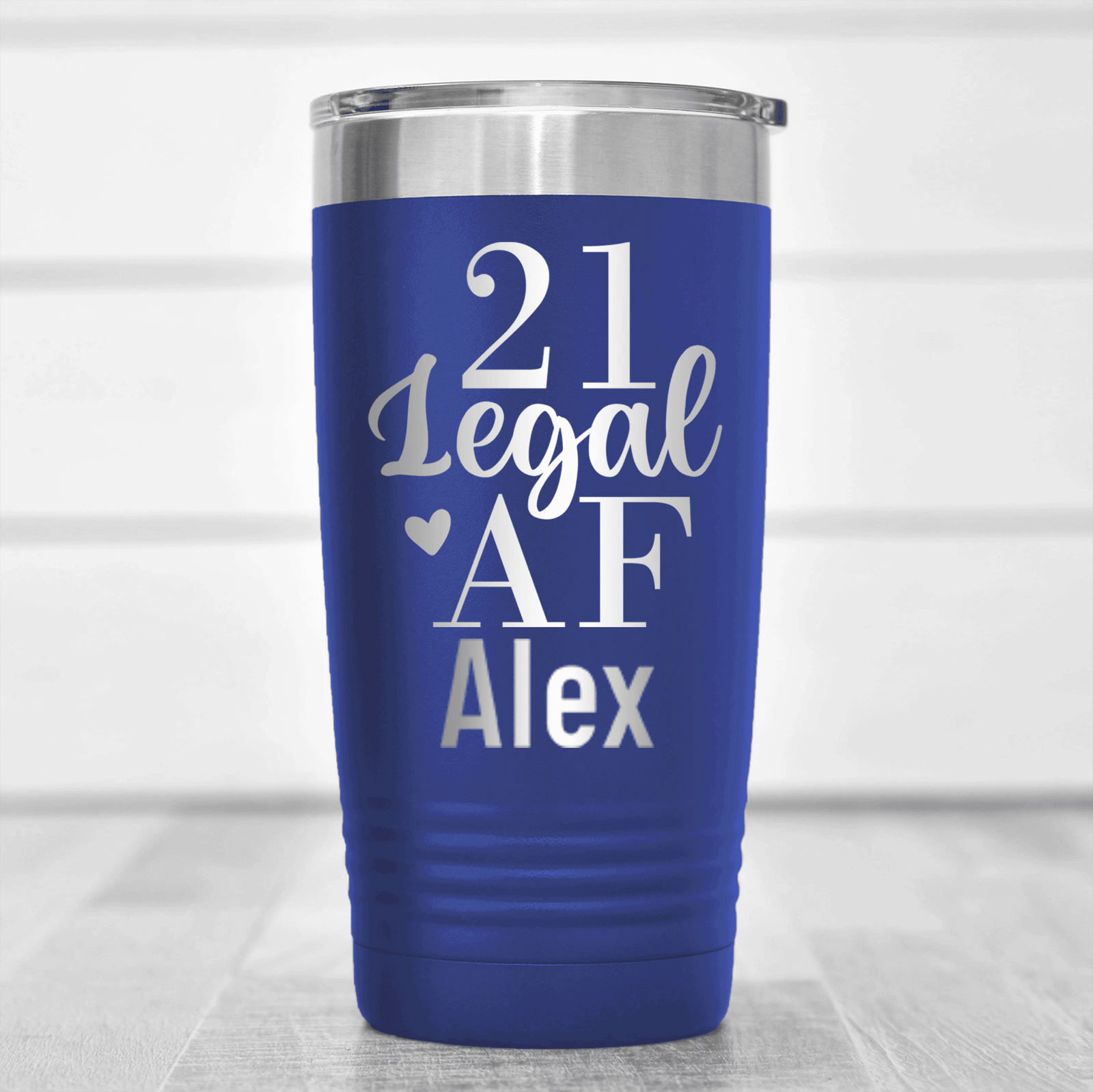 Blue Birthday Tumbler With Twenty One Af Design
