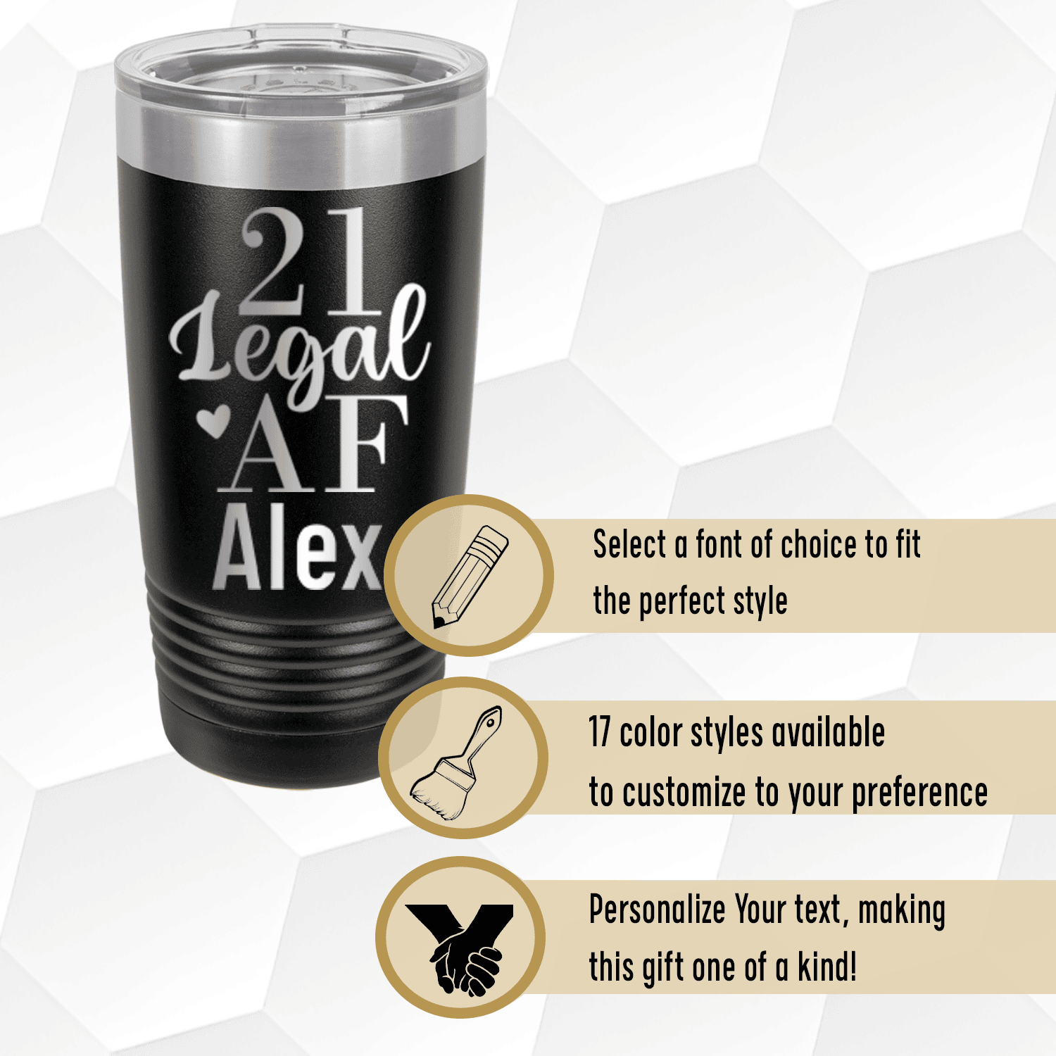 Personalized Twenty One AF Tumbler for her, Customized Gifts for Women by Groovy Girl Gifts