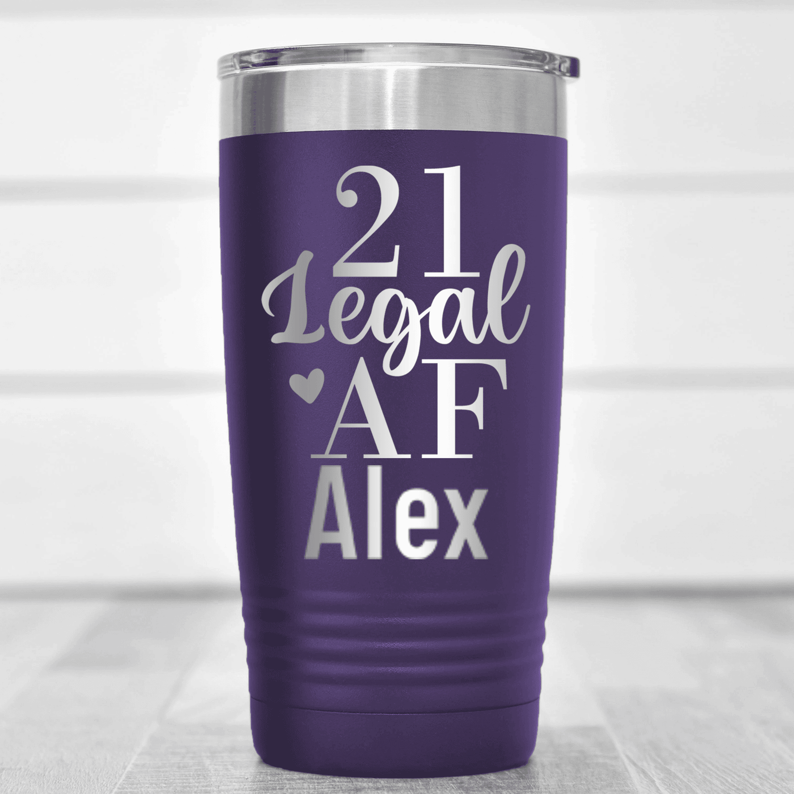 Purple Birthday Tumbler With Twenty One Af Design