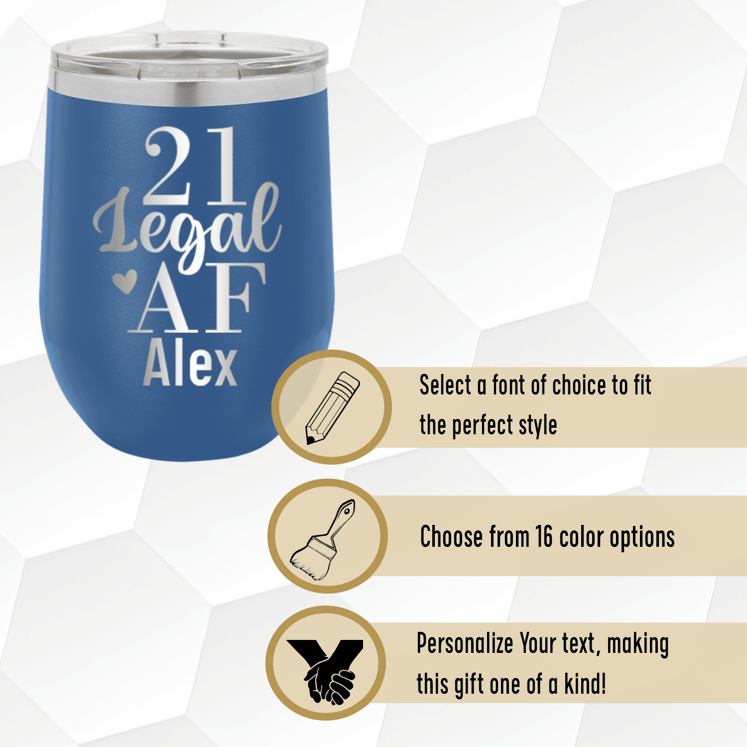 Personalized Twenty One AF Wine Tumbler for her, Customized Gifts for Women by Groovy Girl Gifts