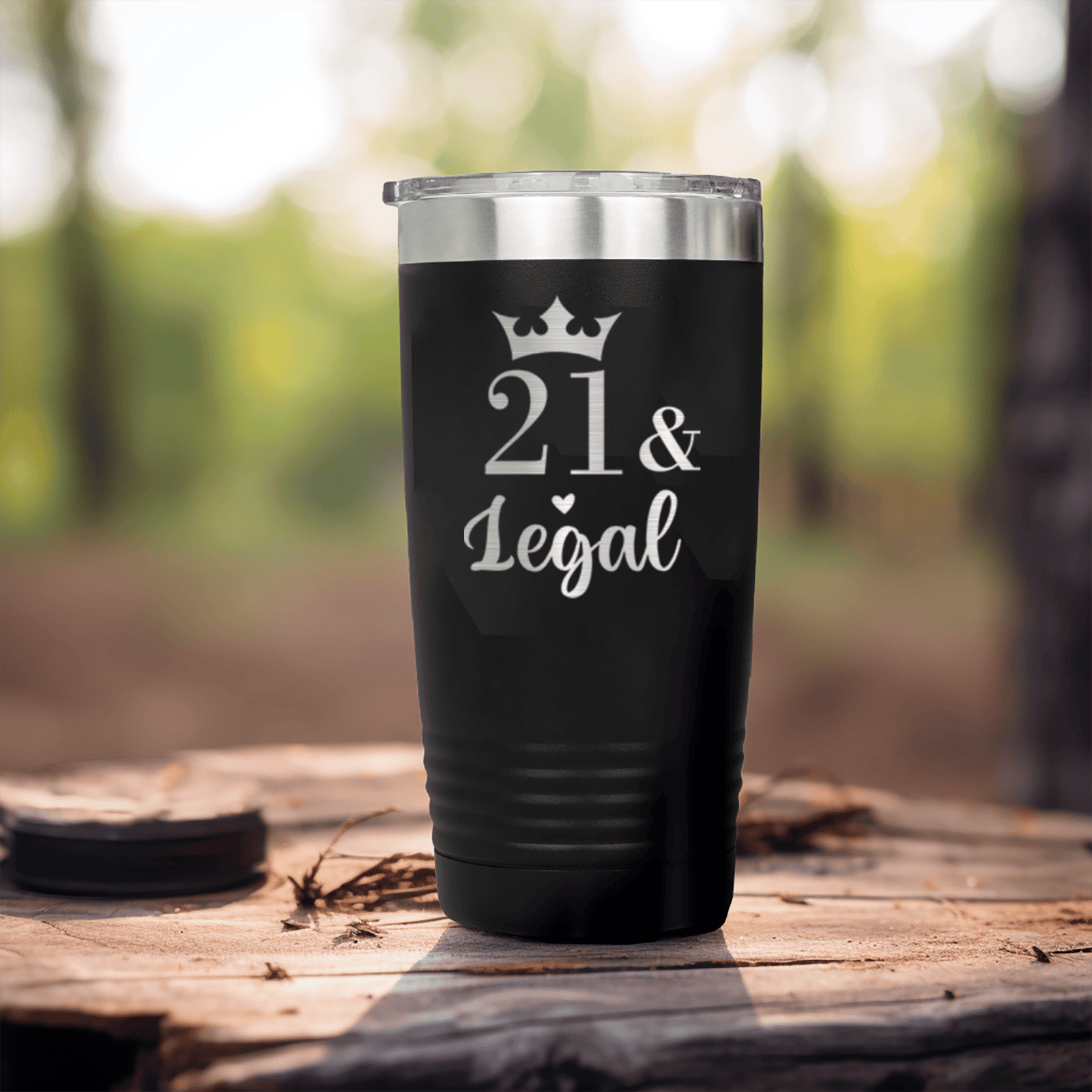 Black birthday tumbler Twenty One And Legal