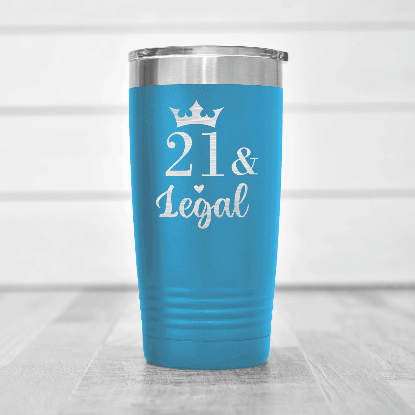 Light Blue birthday tumbler Twenty One And Legal