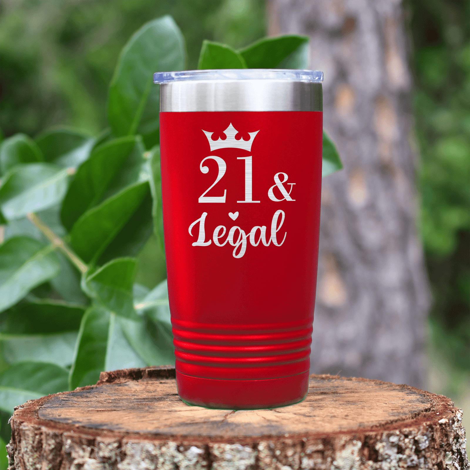 Red birthday tumbler Twenty One And Legal