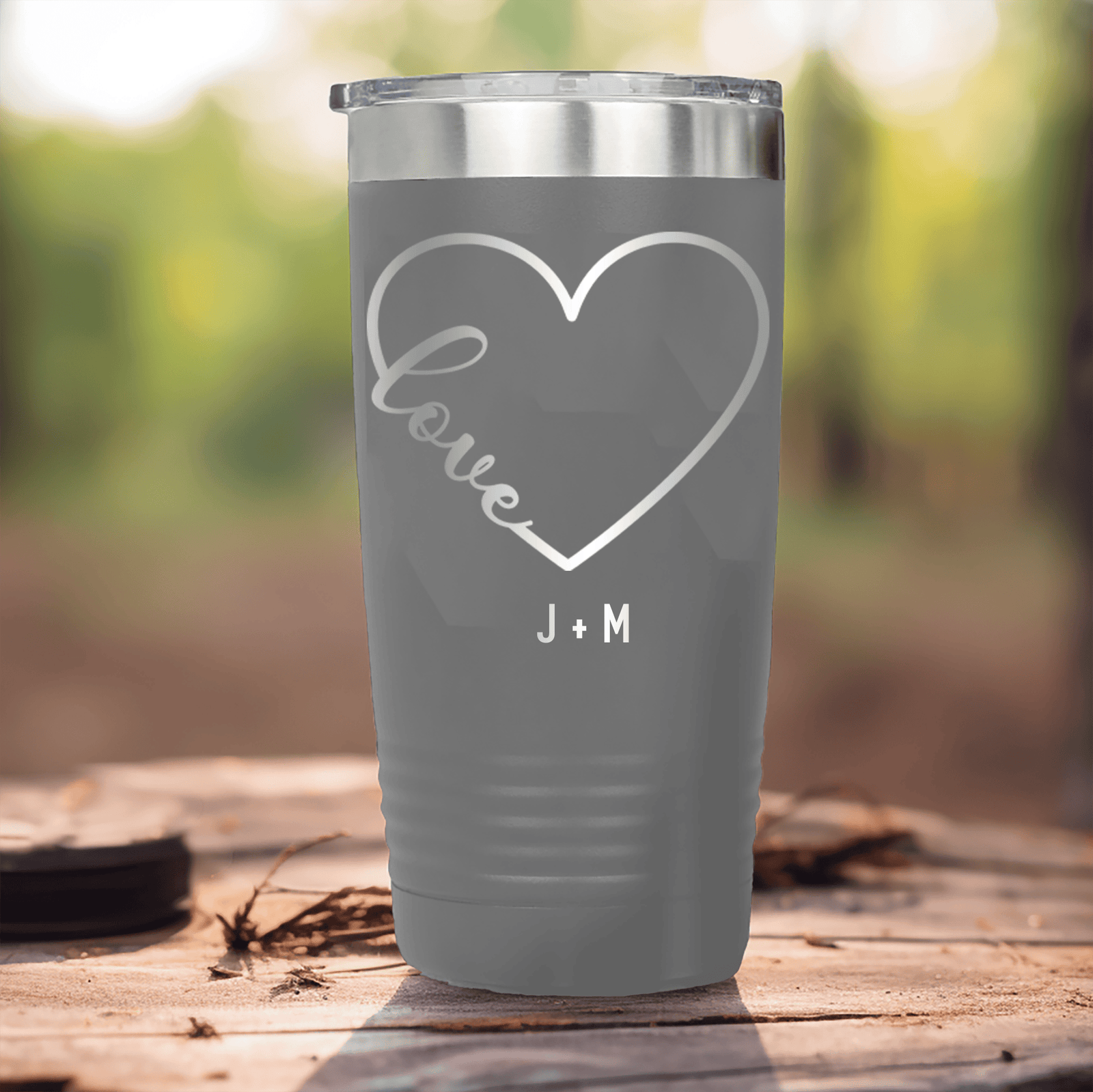 Grey Valentines Day Tumbler With Valentines Heart Design