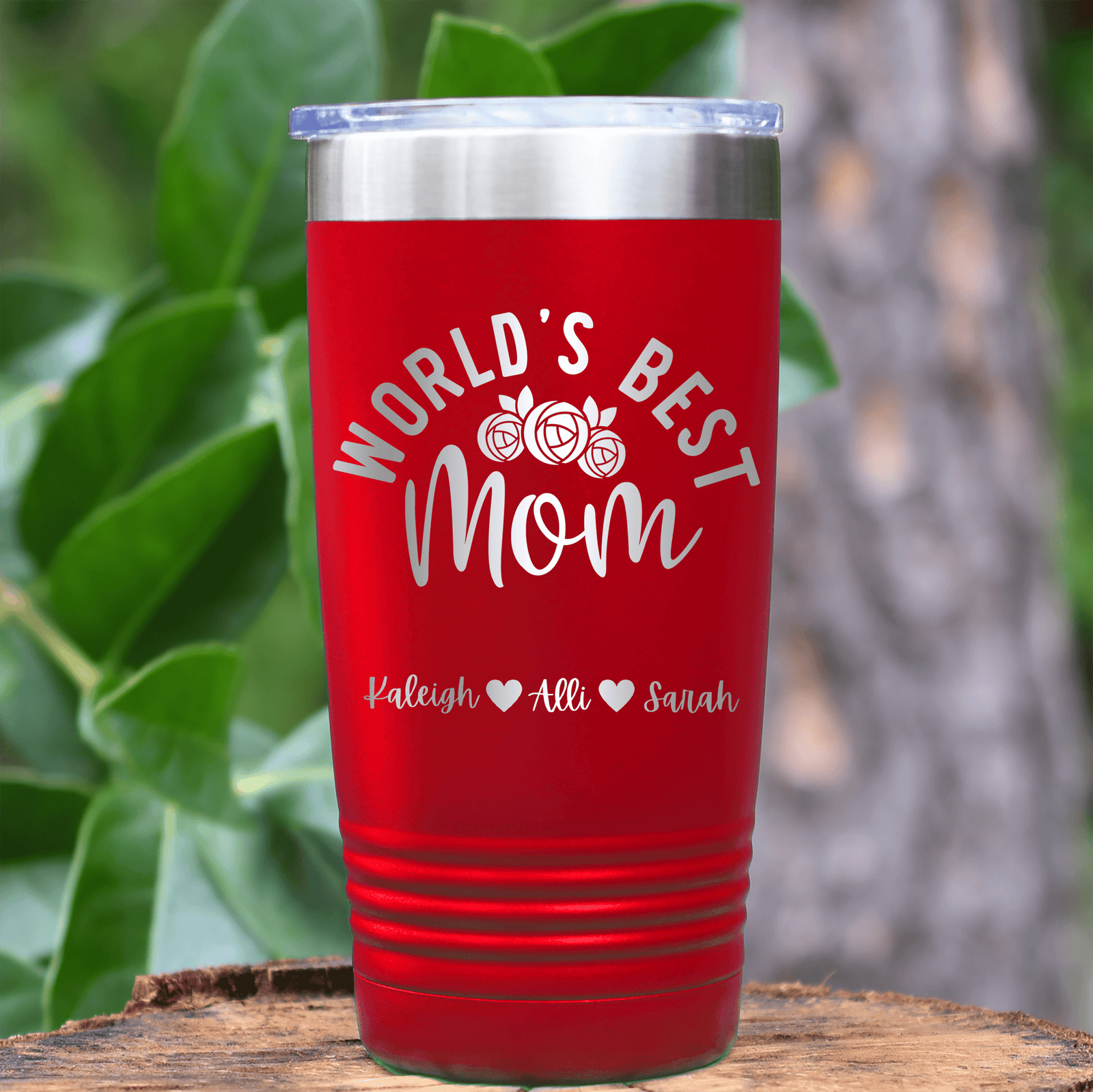 Red Mothers Day Tumbler With Worlds Best Mom Design
