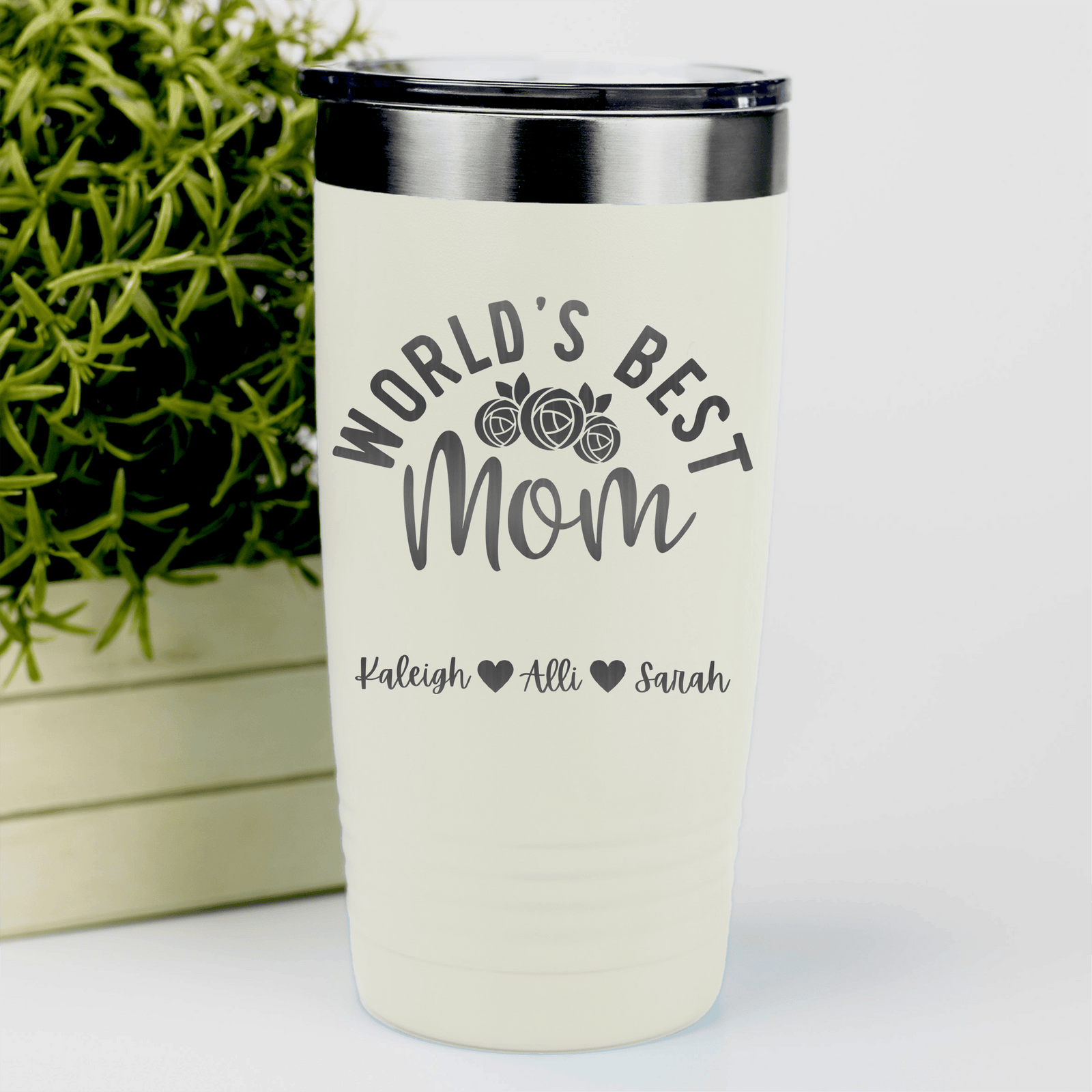 White Mothers Day Tumbler With Worlds Best Mom Design