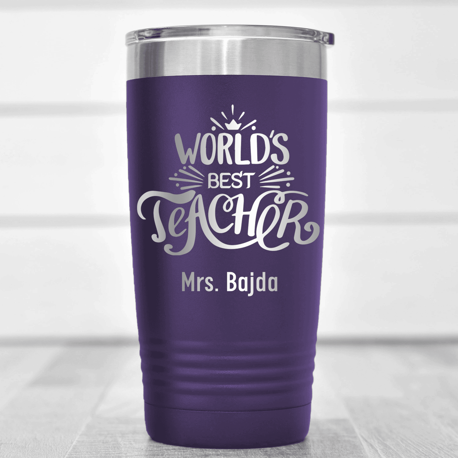 Purple Teacher Tumbler With Worlds Best Teacher Design
