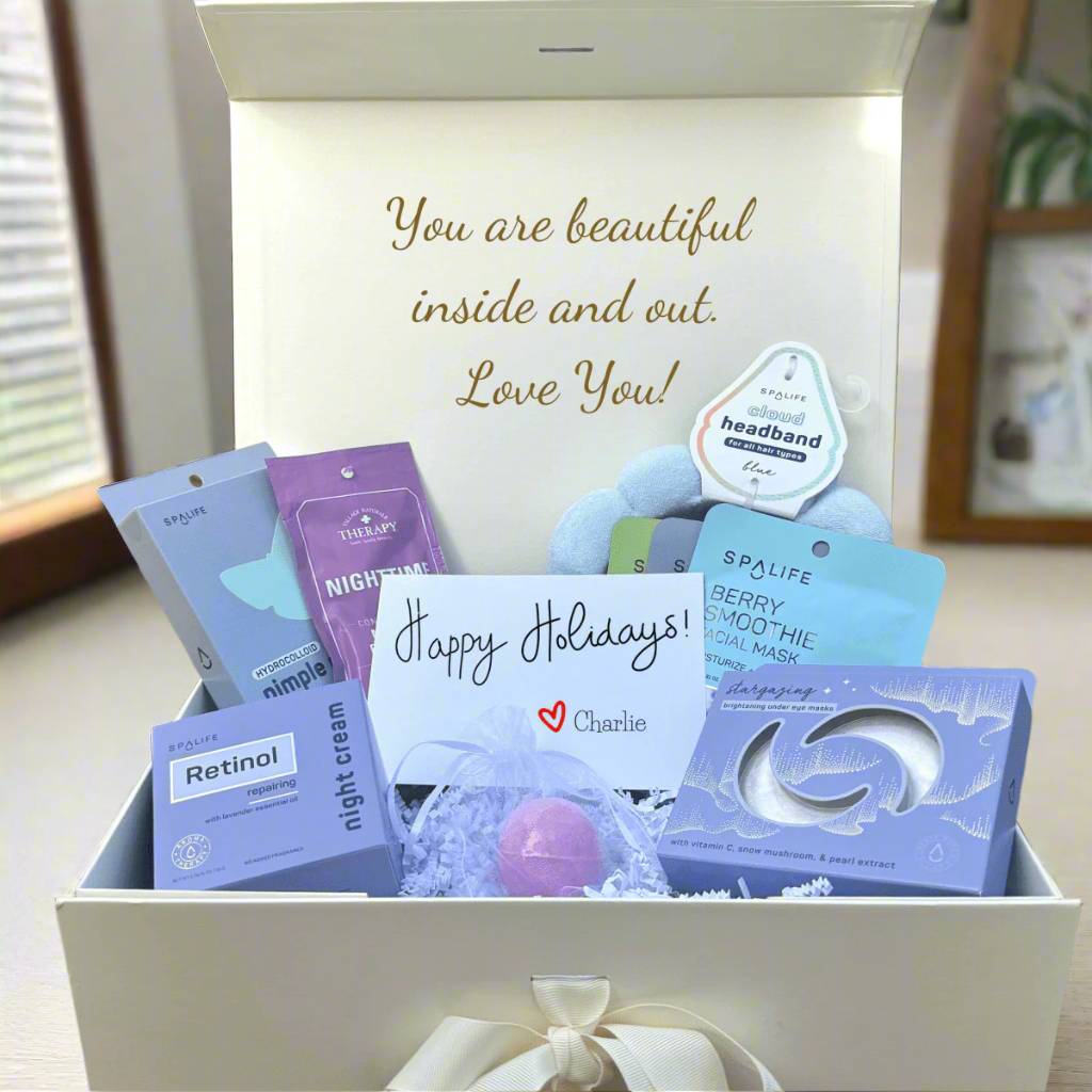 Personalized Holiday Spa Escape Gift Set for her, Customized Gifts for Women by Groovy Girl Gifts