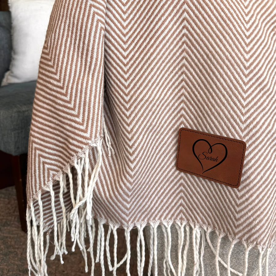 Personalized Timeless Anniversary Fringe Throw for her, Customized Gifts for Women by Groovy Girl Gifts