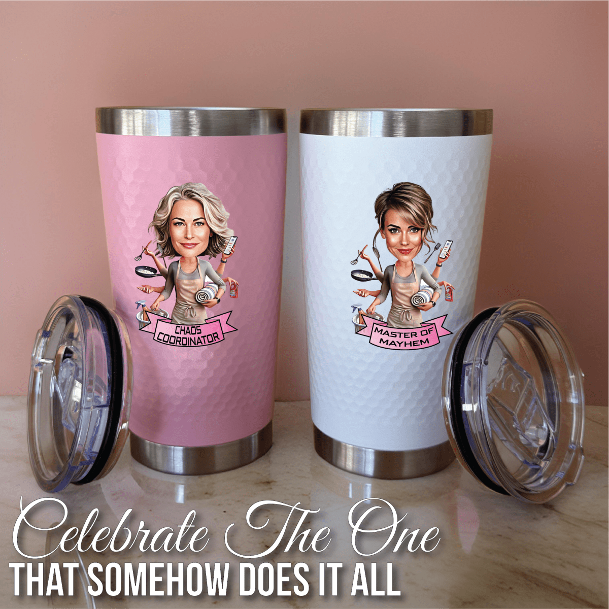 Personalized Multitasking Mom Life Tumbler for her, Customized Gifts for Women by Groovy Girl Gifts