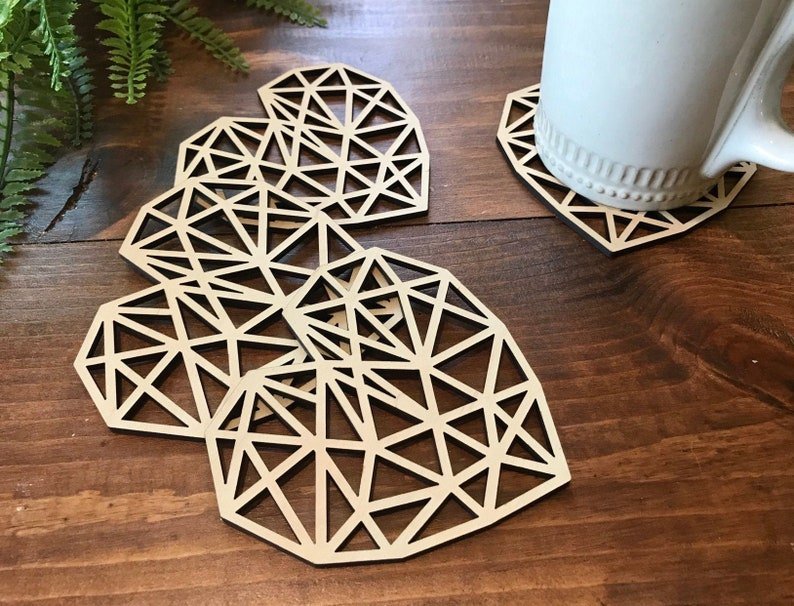 Coasters Geometric Heart Coasters