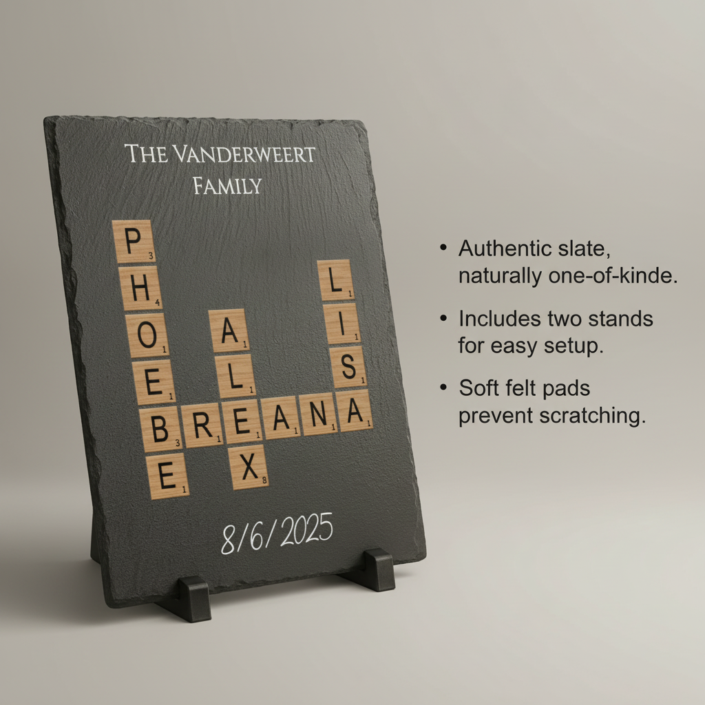 Family Crossword Slate Plaque