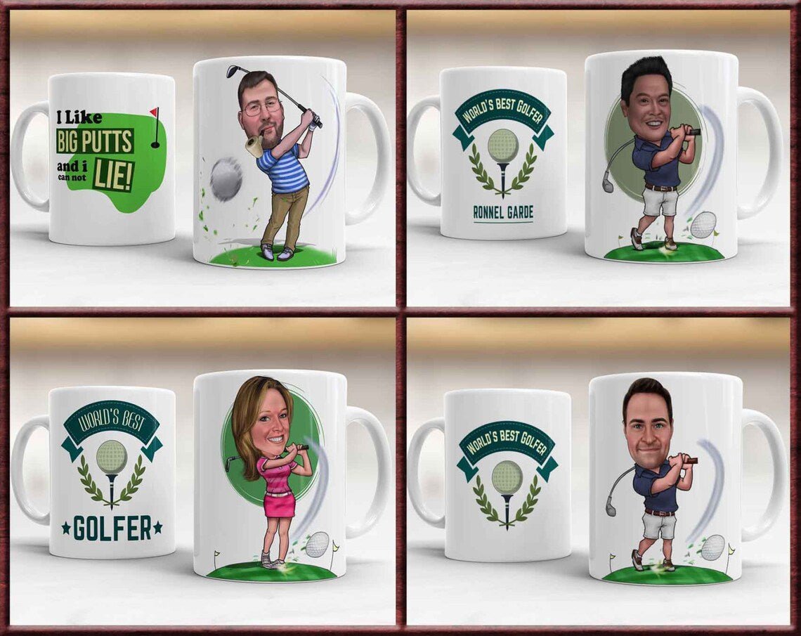 Personalized Golf Girl Caricature Mug for her, Customized Gifts for Women by Groovy Girl Gifts