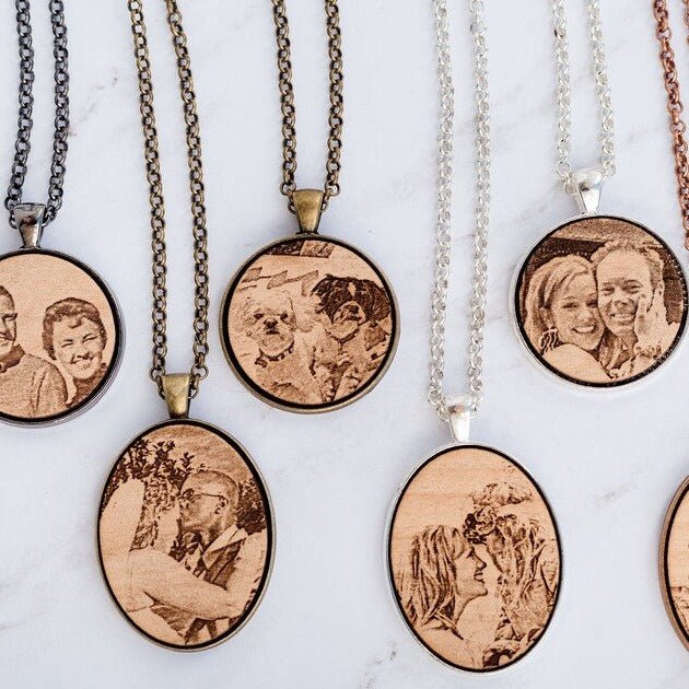 Personalized Etched Memories Wooden Necklace for her, Customized Gifts for Women by Groovy Girl Gifts