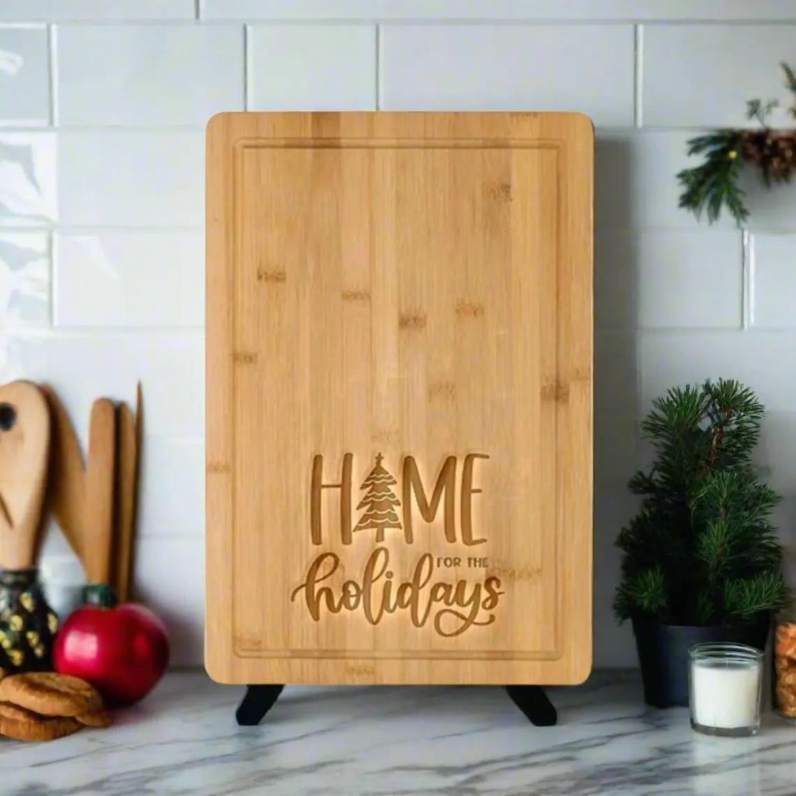 Personalized Home for the Holidays Cutting Board for her, Customized Gifts for Women by Groovy Girl Gifts