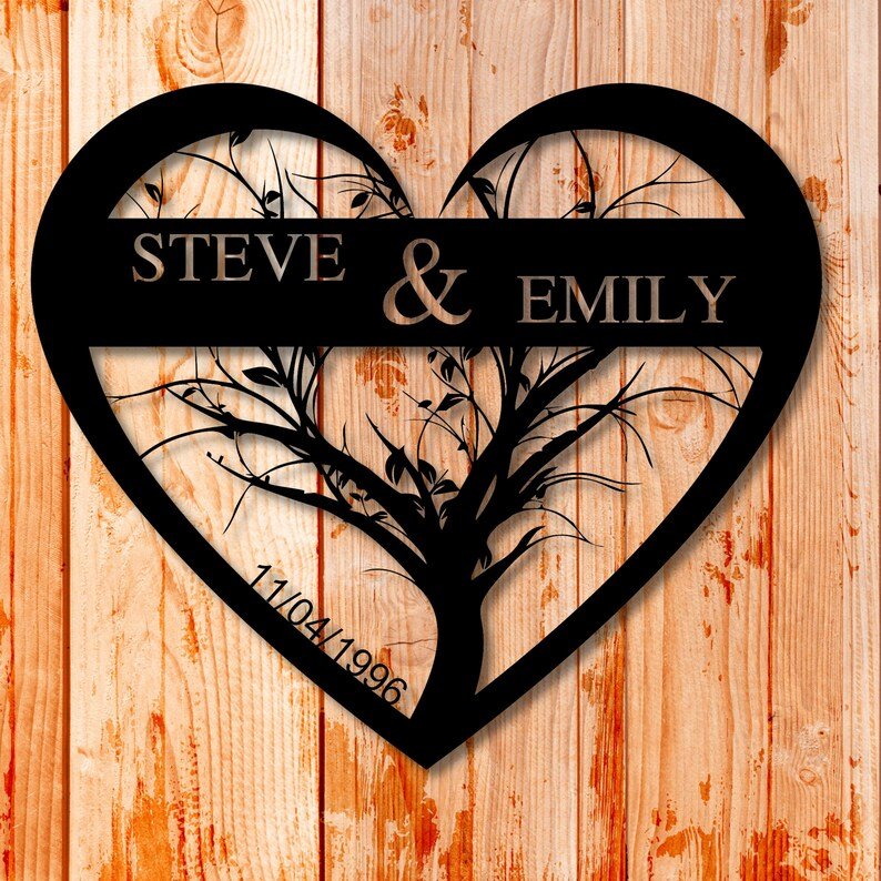 Personalized Tree of Life Couple's Metal Sign for her, Customized Gifts for Women by Groovy Girl Gifts