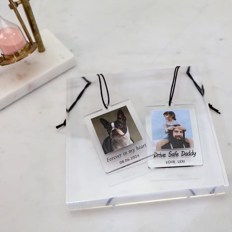 Personalized Custom Photo Car Mirror Tag for her, Customized Gifts for Women by Groovy Girl Gifts