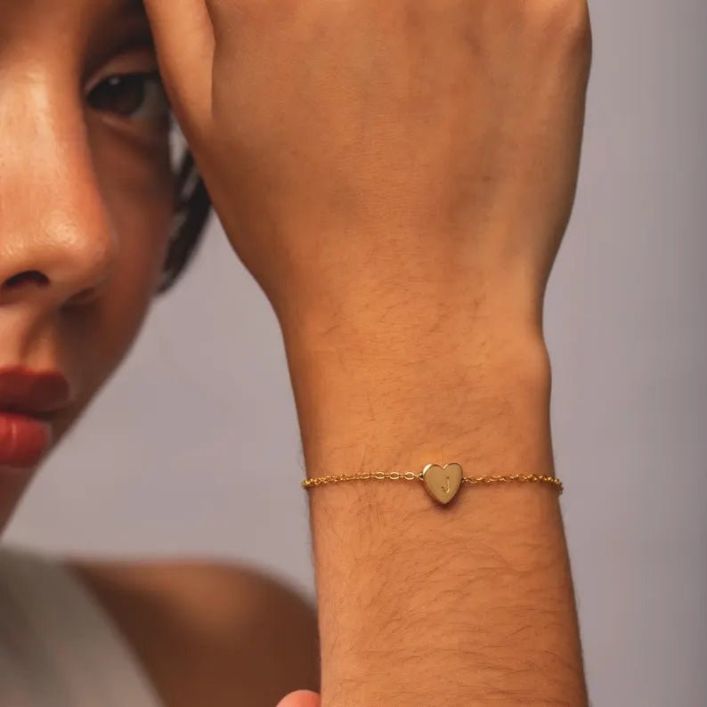 Personalized Love Locked in Heart Custom Bracelet for her, Customized Gifts for Women by Groovy Girl Gifts