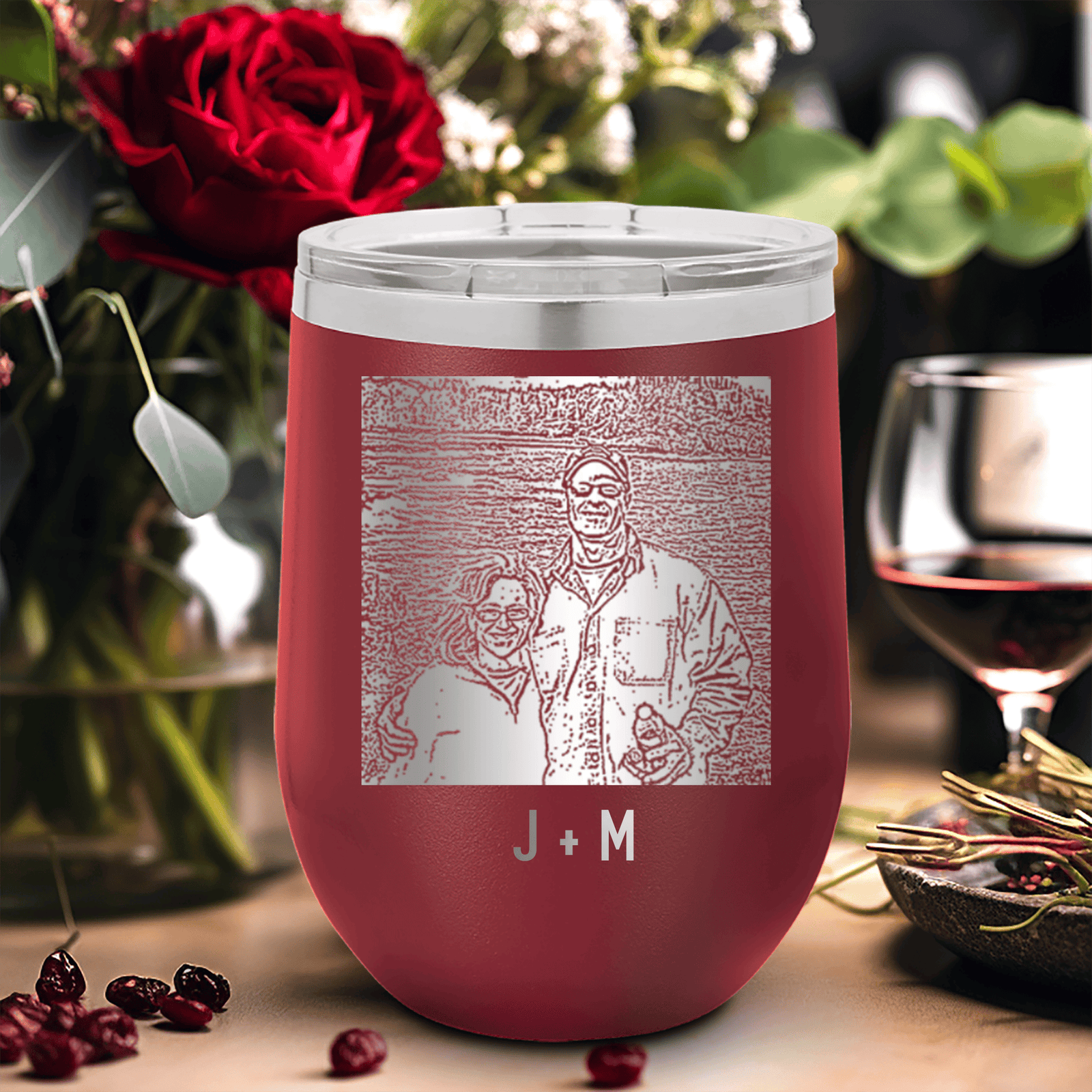 Personalized Anniversary Photo - Custom Laser Engraved Wine Tumbler for her, Customized Gifts for Women by Groovy Girl Gifts