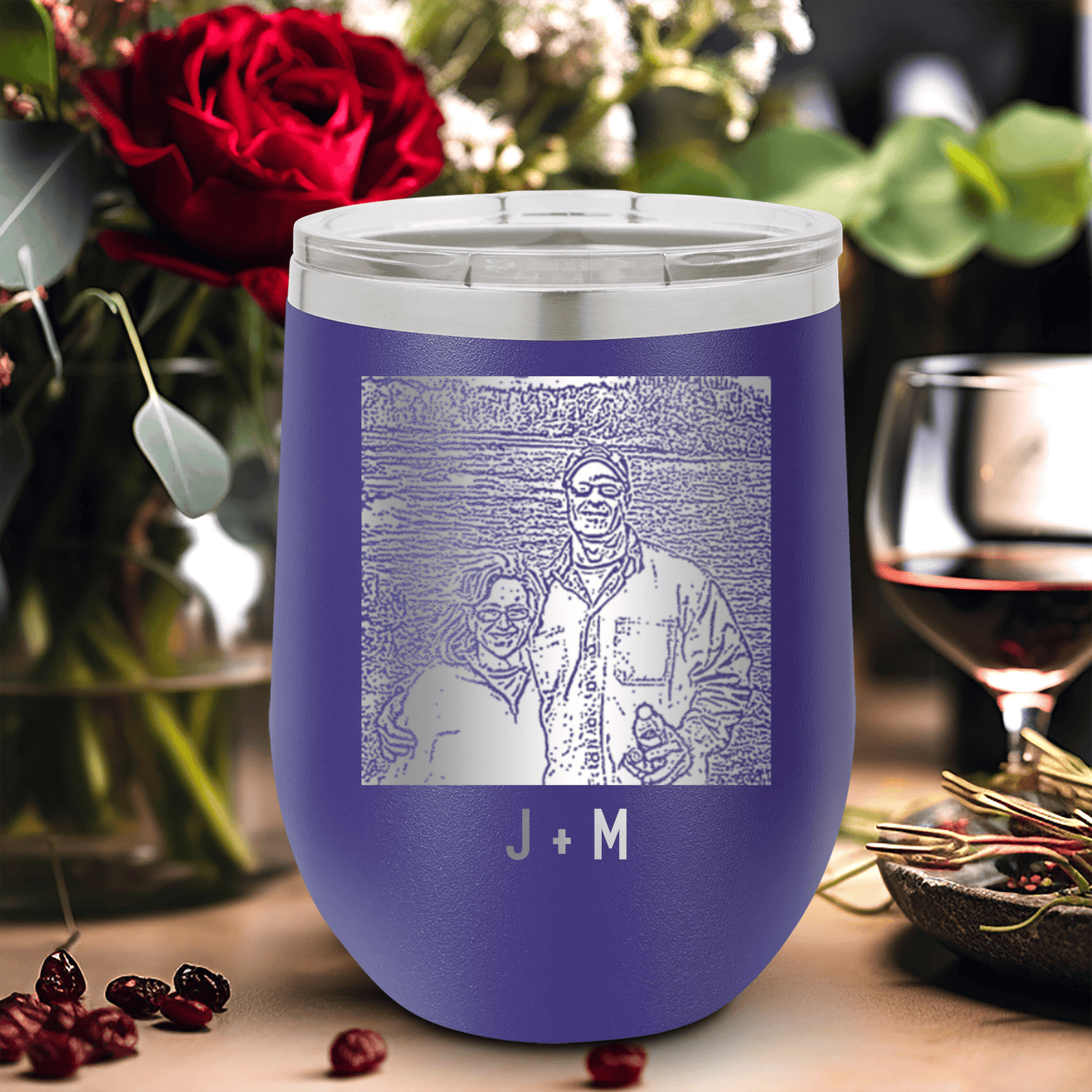 Personalized Anniversary Photo - Custom Laser Engraved Wine Tumbler for her, Customized Gifts for Women by Groovy Girl Gifts