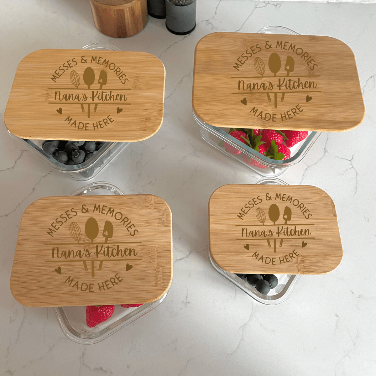 Personalized Blissful Bites Glass Quartet Set for her, Customized Gifts for Women by Groovy Girl Gifts