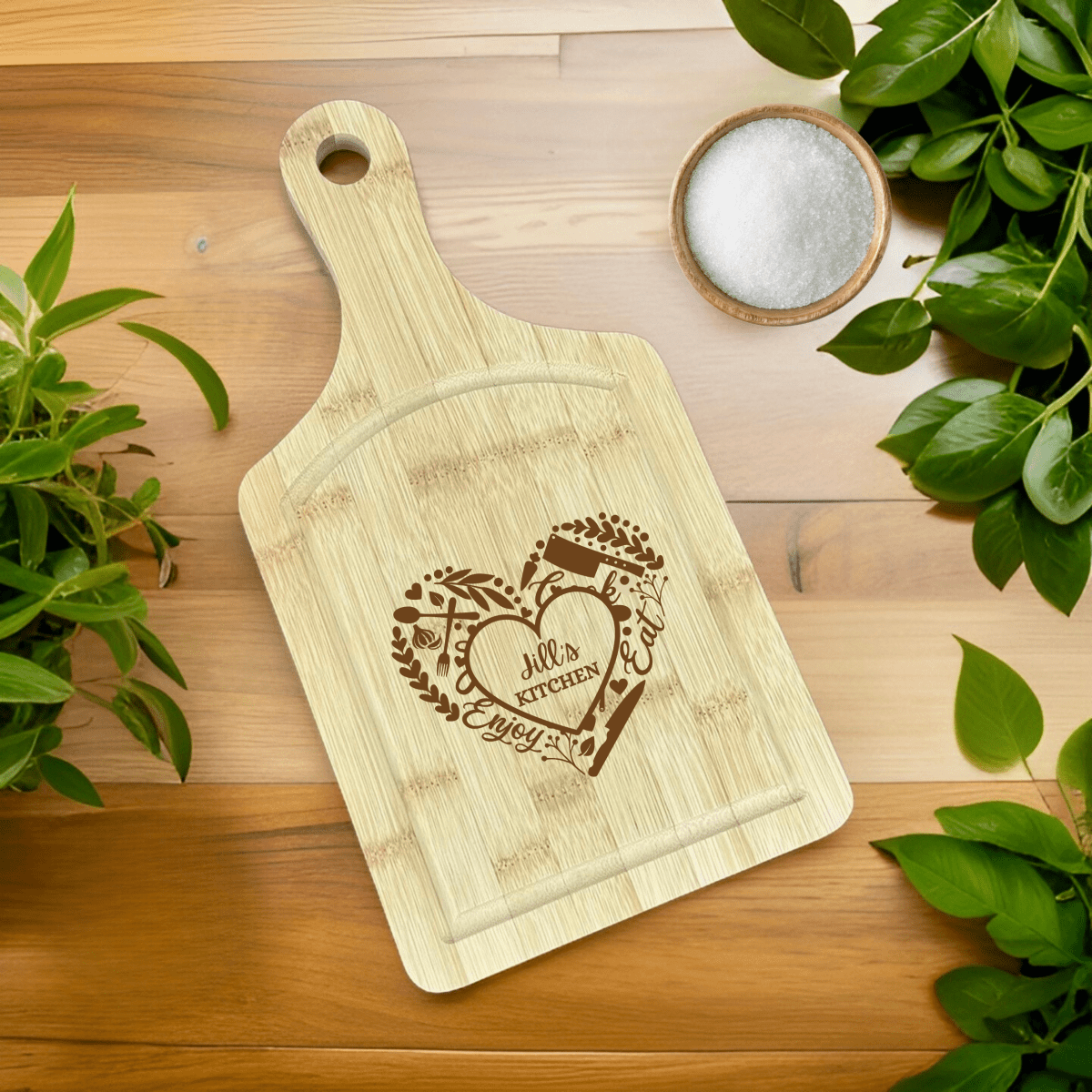 Personalized Made With Love Paddle Cutting Board for her, Customized Gifts for Women by Groovy Girl Gifts