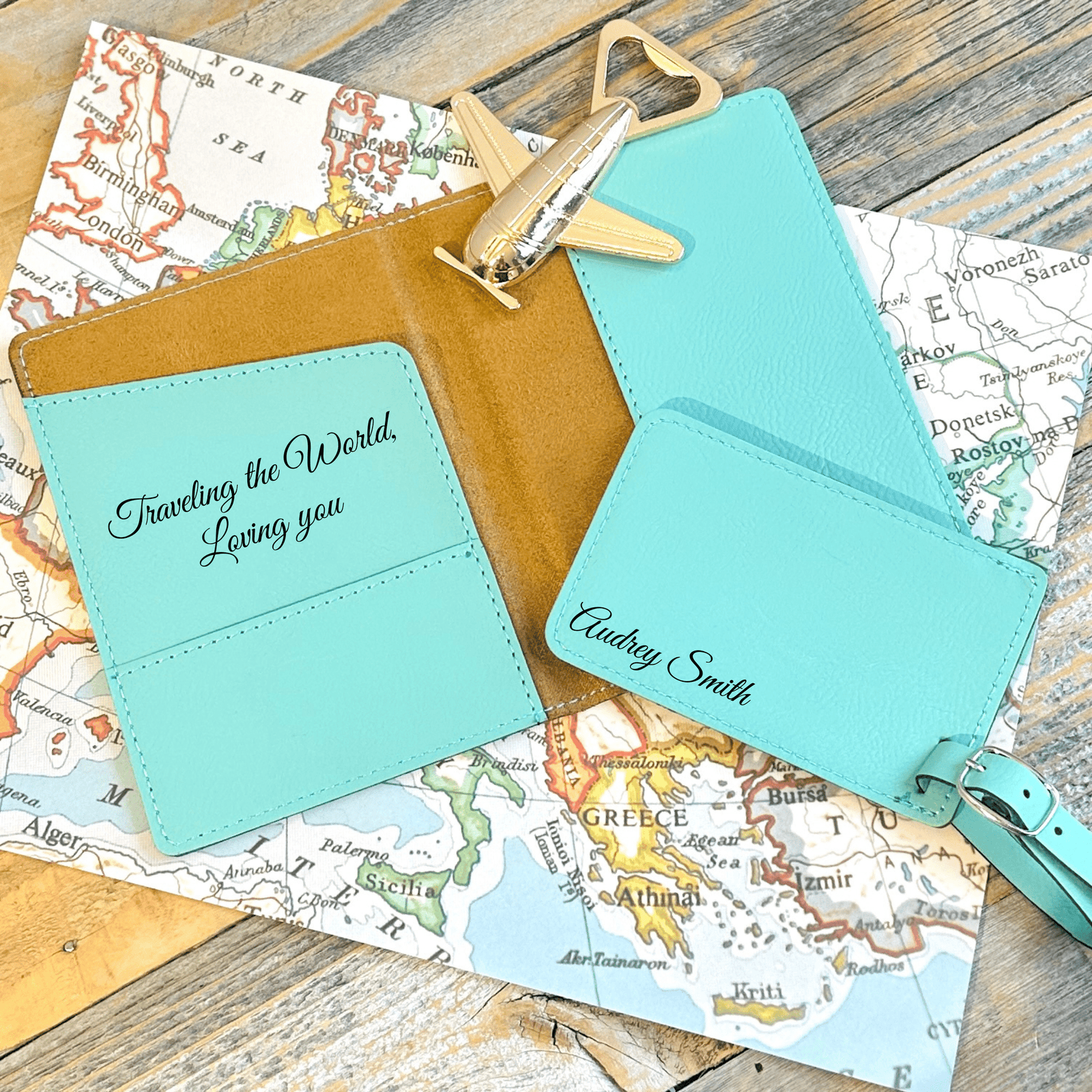 Personalized Travel Partners For Life Set for her, Customized Gifts for Women by Groovy Girl Gifts
