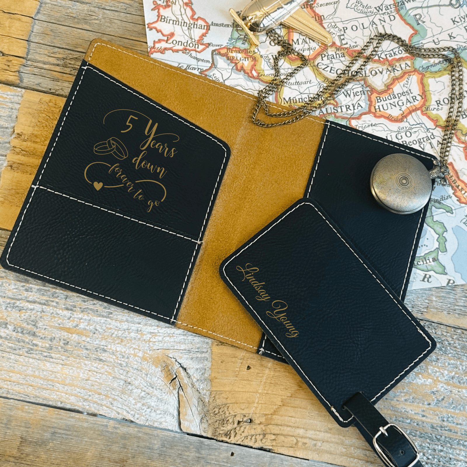 Personalized Travel Partners For Life Set for her, Customized Gifts for Women by Groovy Girl Gifts