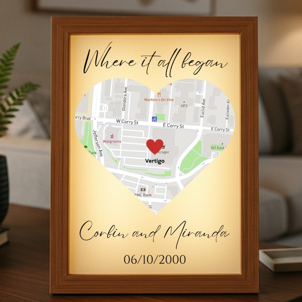 Customized Couple’s Where We Met Map