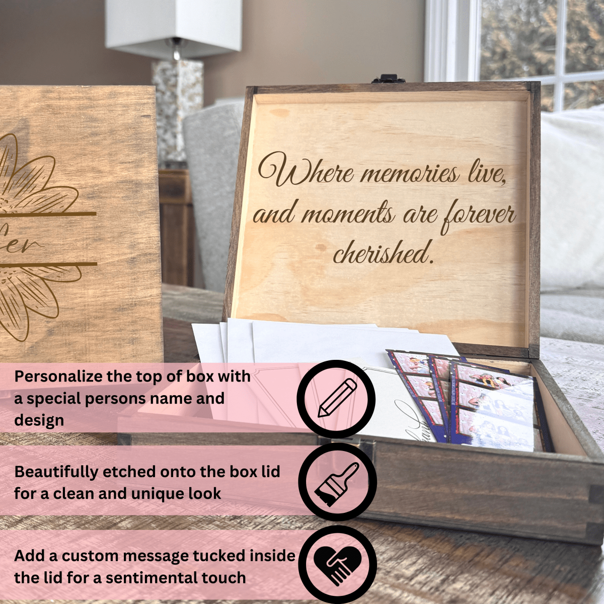 Personalized Sentimental Moments Custom Keepsake Box for her, Customized Gifts for Women by Groovy Girl Gifts