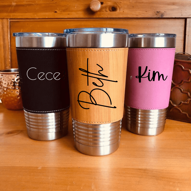 Personalized Leatherette Tumbler with Clear Lid
