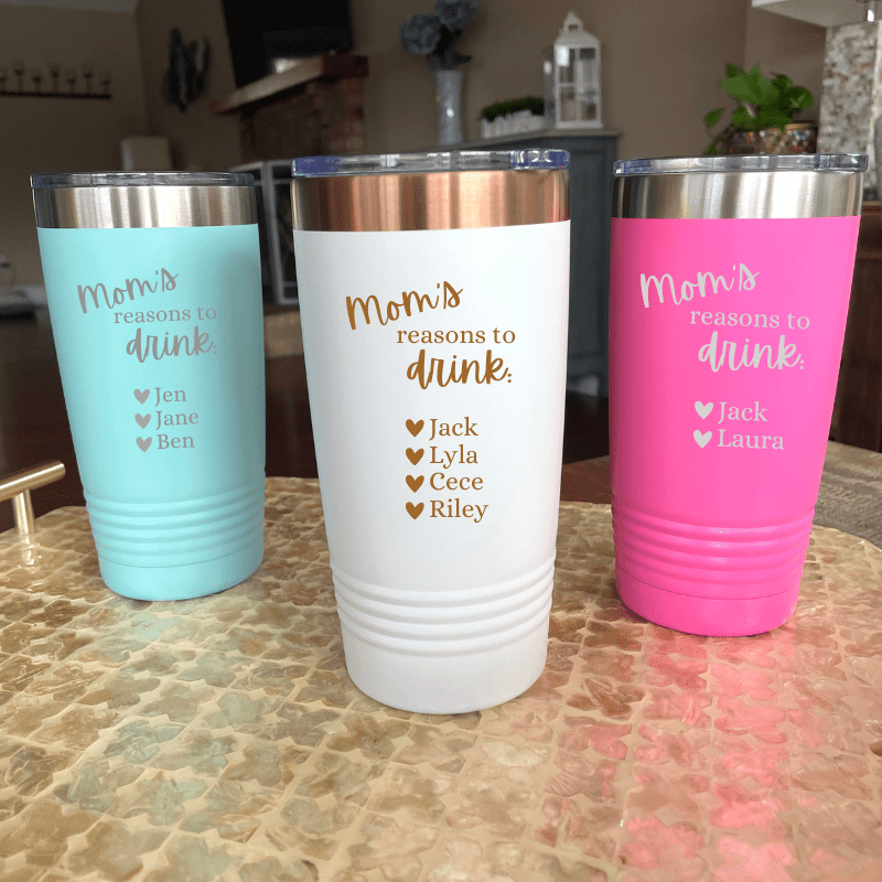 Personalized Mom's Reasons To Drink Tumbler for her, Customized Gifts for Women by Groovy Girl Gifts