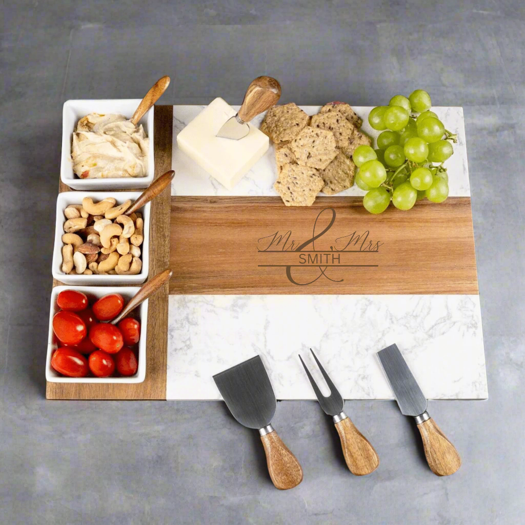 Personalized Mr & Mrs Charcuterie Board for her, Customized Gifts for Women by Groovy Girl Gifts