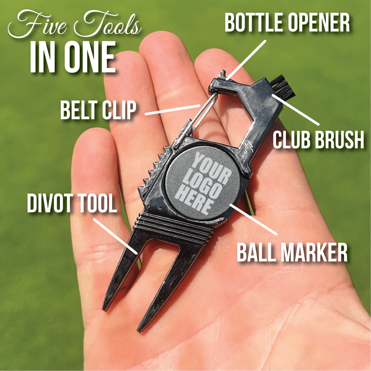 Personalized 5 - in - 1 Golf Multi Tool with Custom Logo for her, Customized Gifts for Women by Groovy Girl Gifts