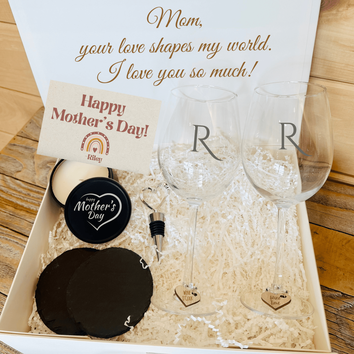 Personalized A Toast to Mom Gift Set for her, Customized Gifts for Women by Groovy Girl Gifts