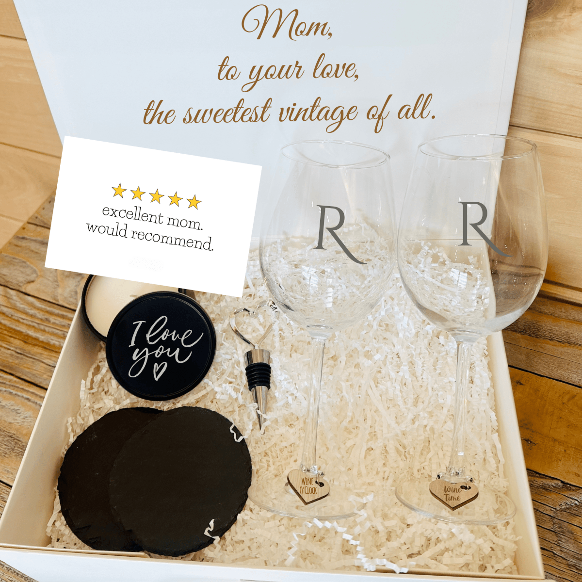 Personalized A Toast to Mom Gift Set for her, Customized Gifts for Women by Groovy Girl Gifts