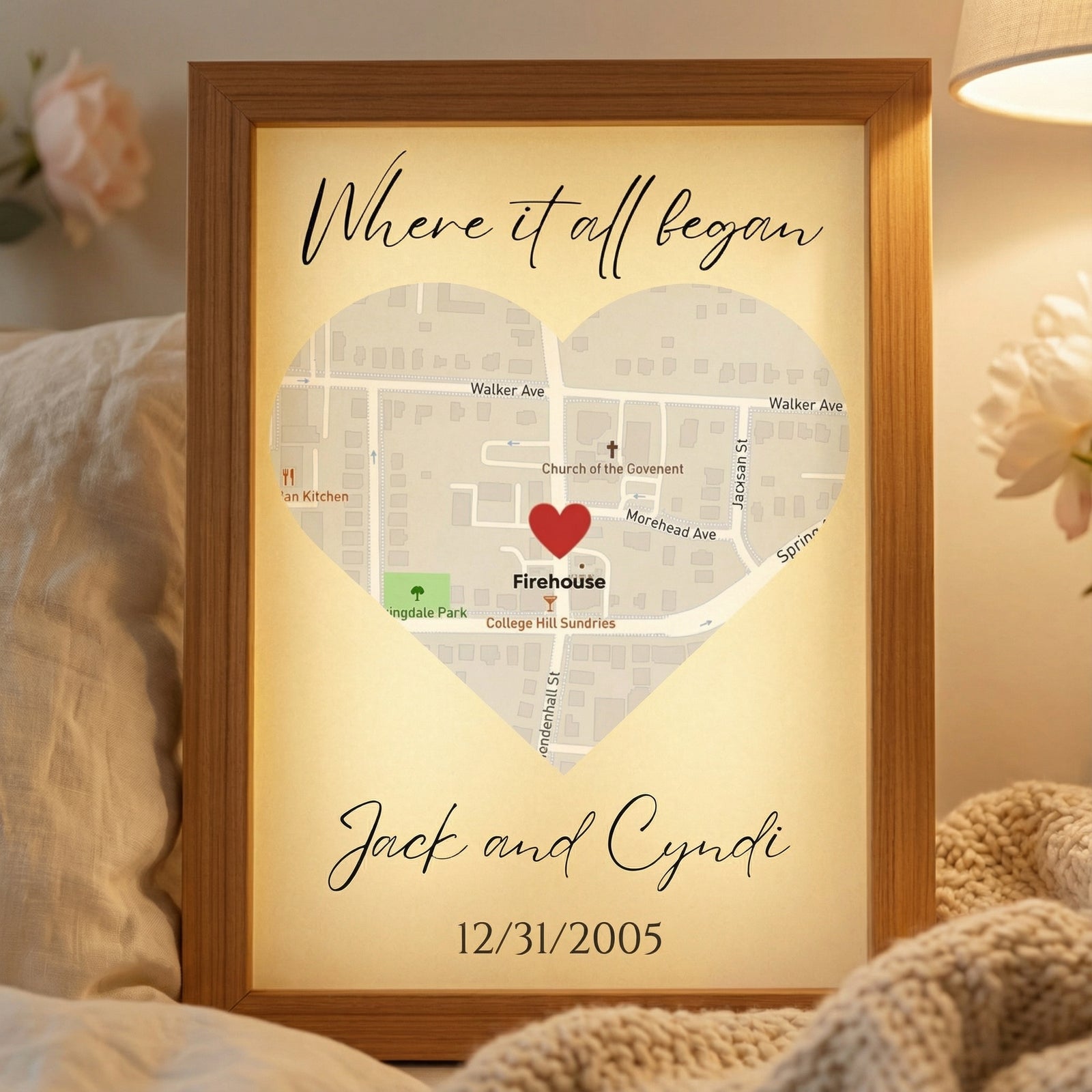 Customized Couple’s Where We Met Map