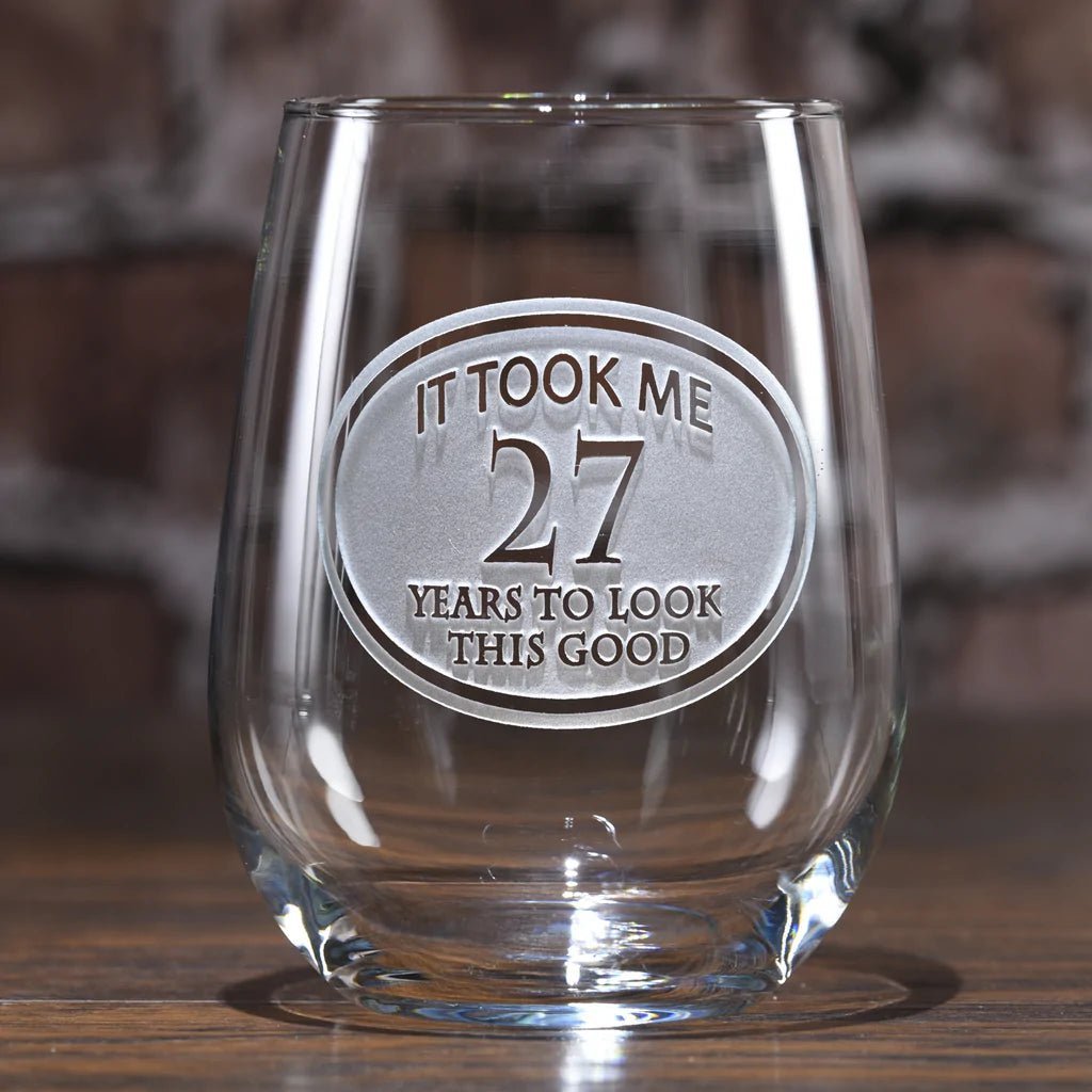 wine Engraved Birthday Stemless Wine Glass