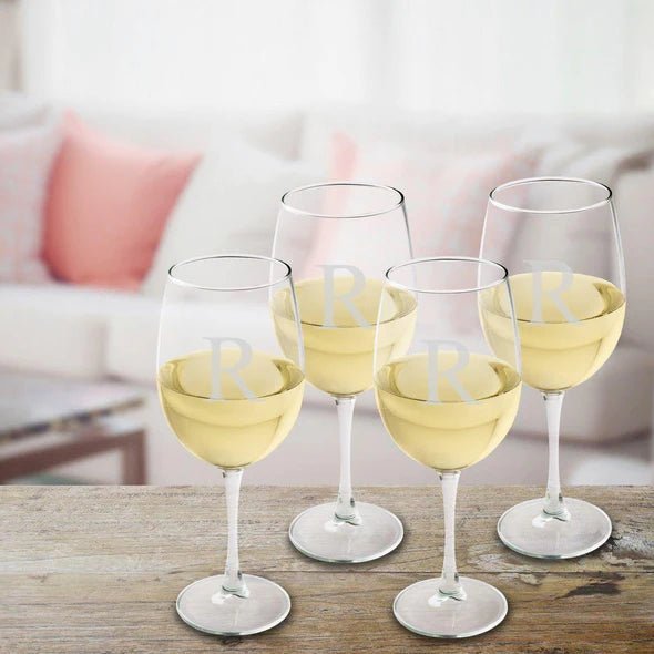 Monogrammed wine glass set with personalized initials