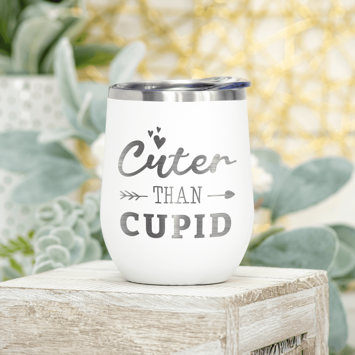 Personalized Cuter Than Cupid Wine Tumbler for her, Customized Gifts for Women by Groovy Girl Gifts