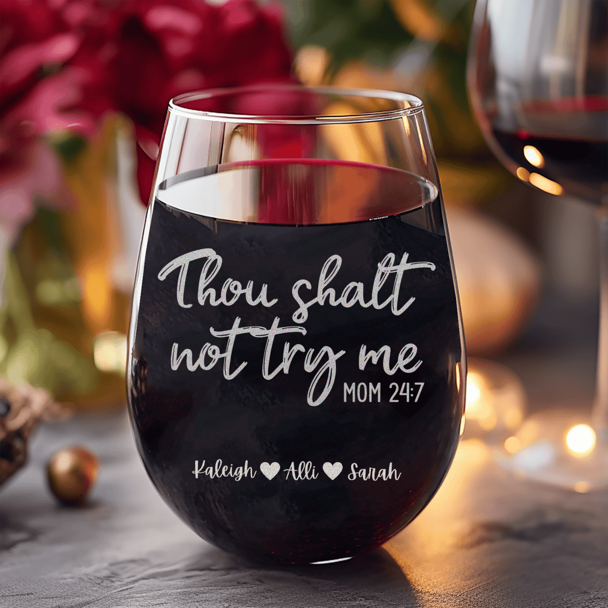 Personalized Moms Revelations Stemless Wine Glass for her, Customized Gifts for Women by Groovy Girl Gifts