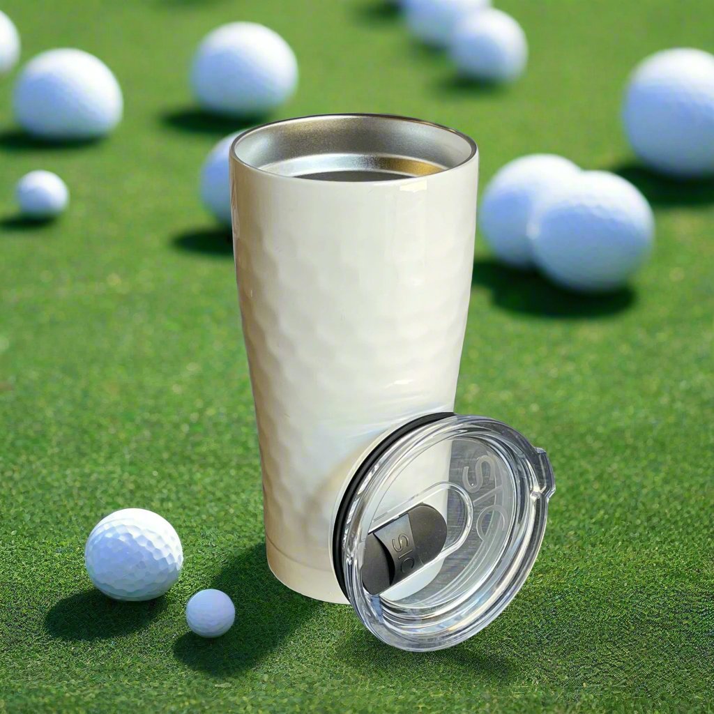 White Dimpled Insulated Tumbler Golf ball