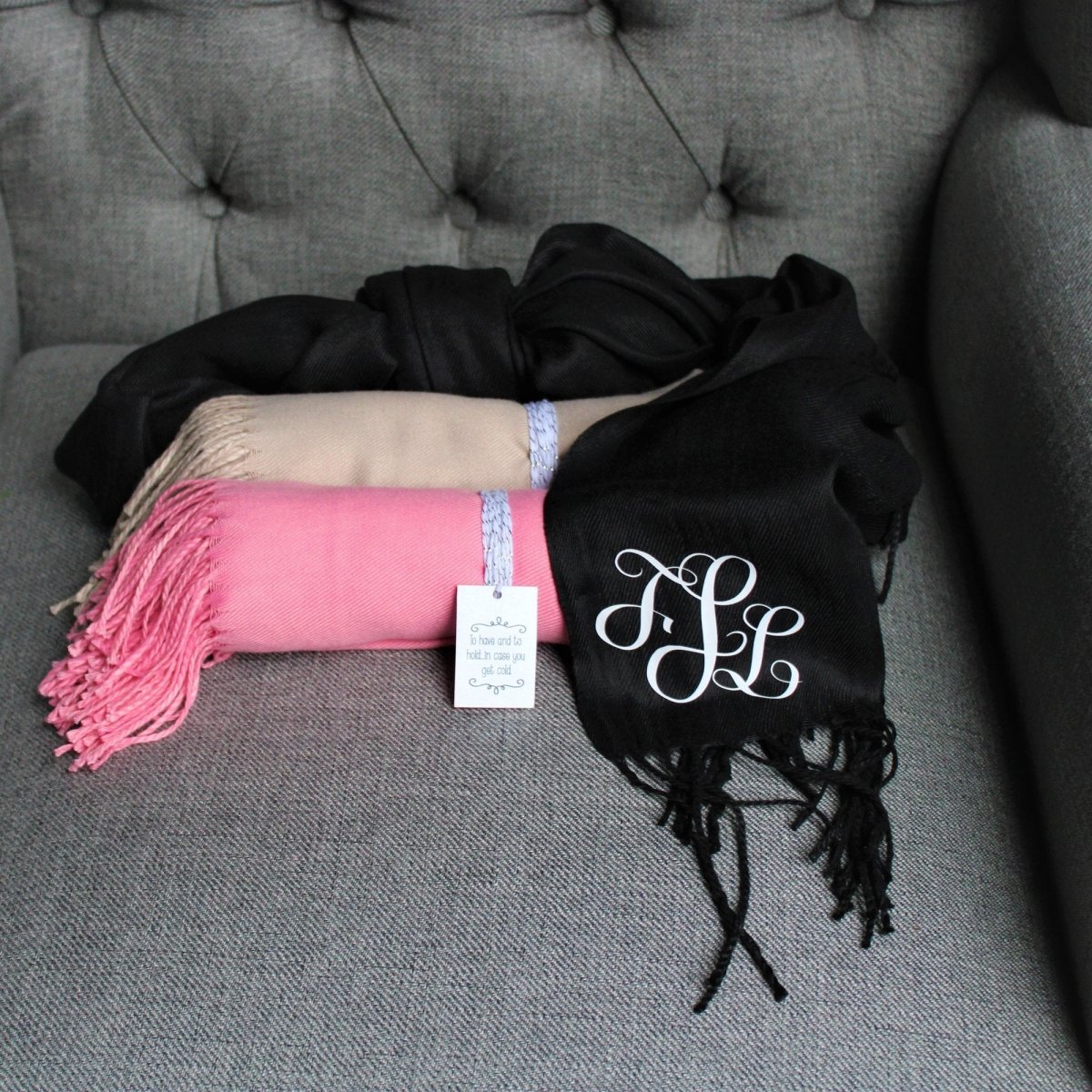 Fashion Accessories Monogramed Pashminas