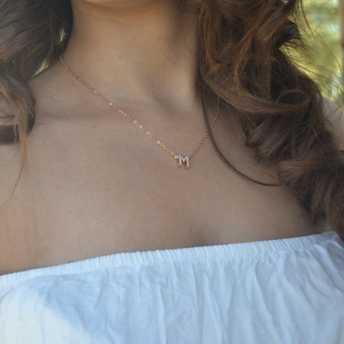 Necklace Studded Initial Necklace