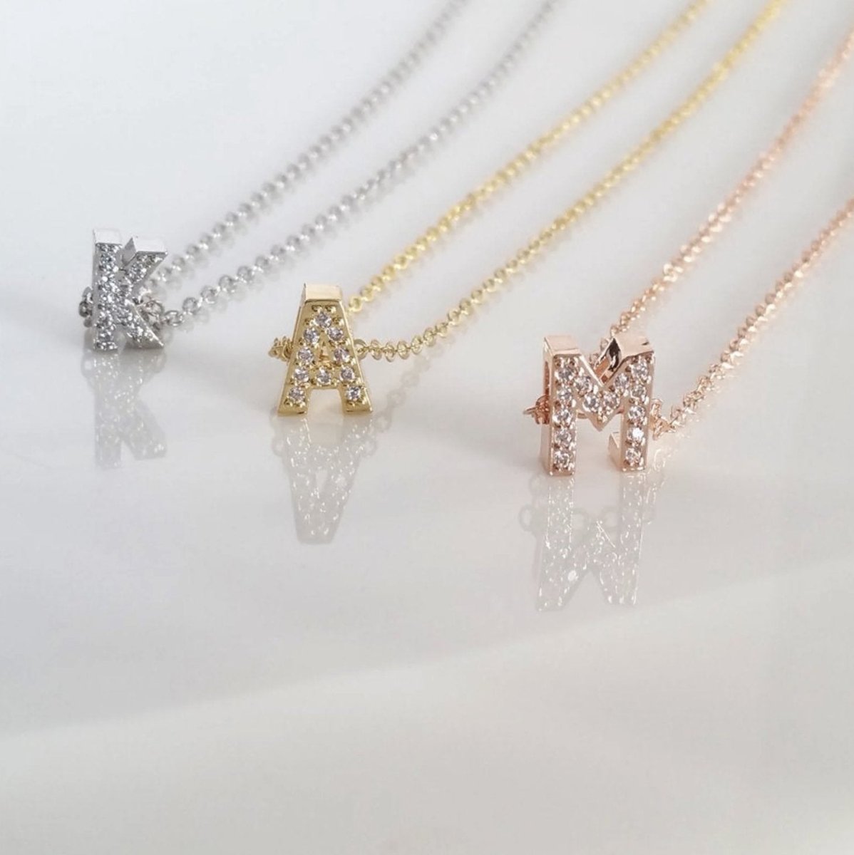 Necklace Studded Initial Necklace